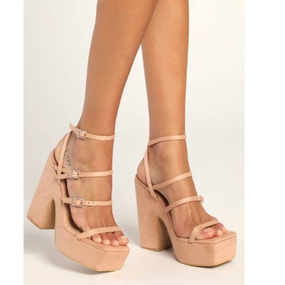 Lulus Shoes - Lulus  Strappy Platform Block Chunky Heel Sandals